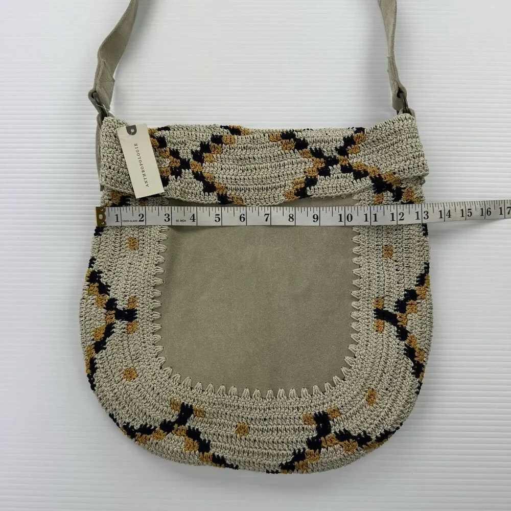 Anthropologie Dauphine Hobo Bag Jasper & Jeera Leather Crochet NWT $148